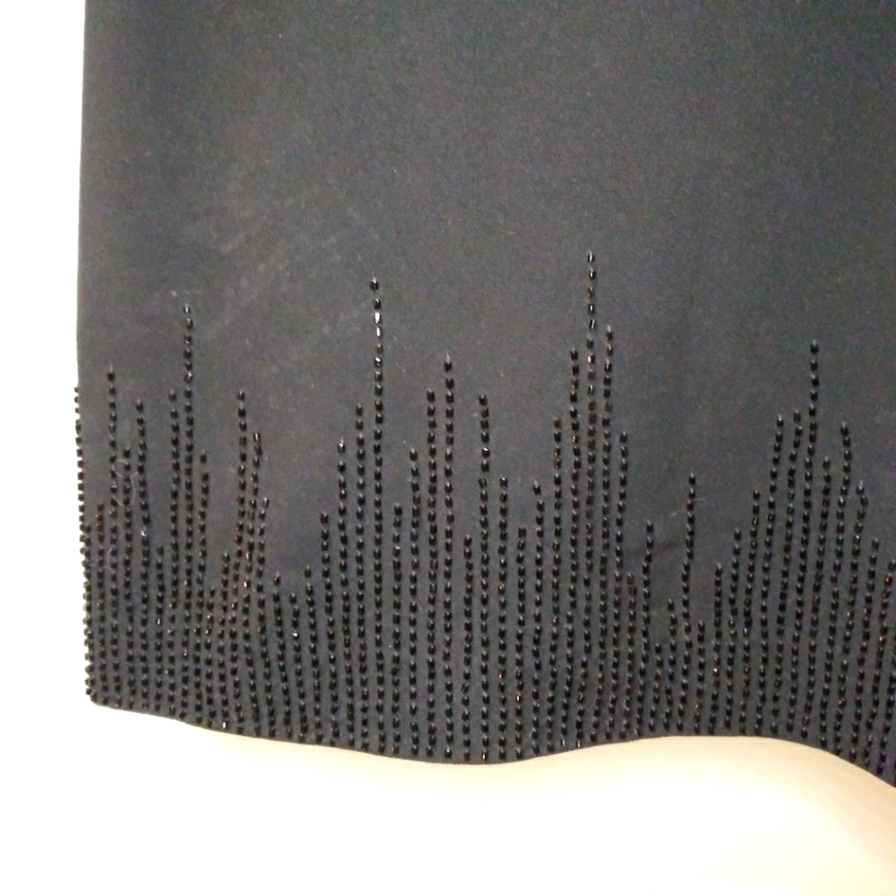Diane Von Furstenberg Bella Black Sparkly Beaded, Surplice Bodice Cocktail Dress - Picture 9 of 16